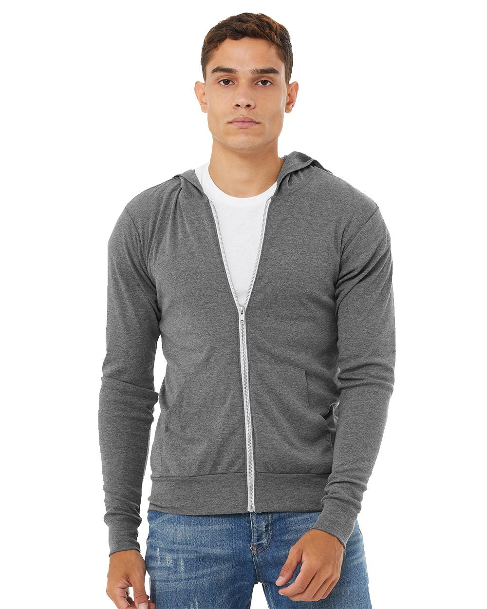 Union General Hospital Left Chest Logo Bella Canvas Triblend Light-weight Full Zip Hooded Jacket