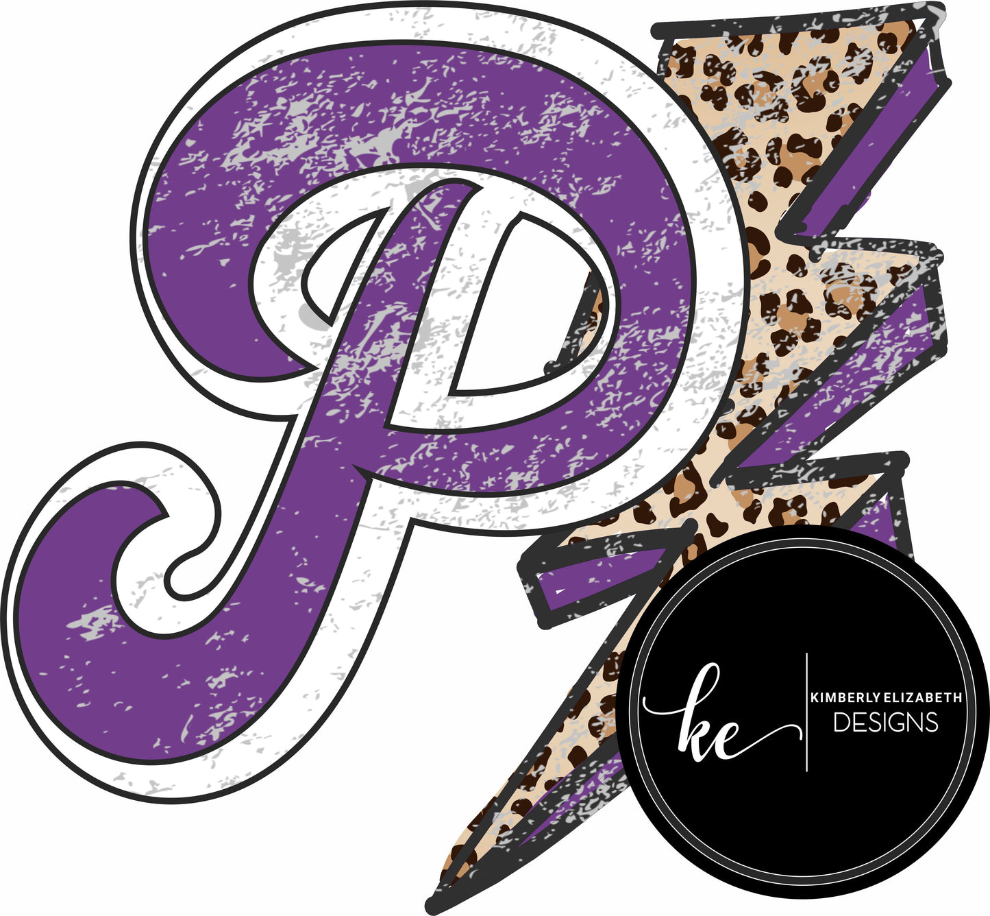 P purple cheetah lightening bolt DIGITAL FILE