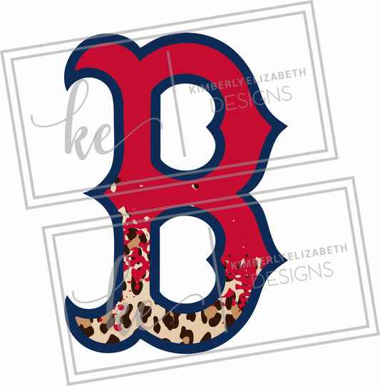 B Boston Red Sox distressed cheetah DIGITAL FILE