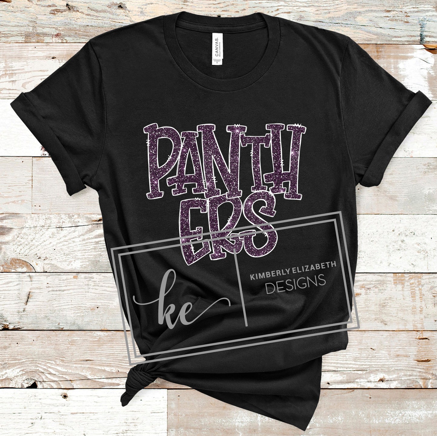 UC0241 purple glitter white outline black shirt